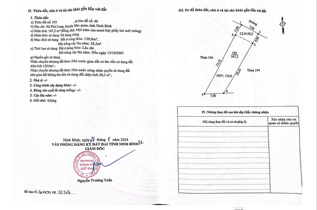 Đất thổ cư tại Thôn 5, Phú Long, Ninh Bình 167,2m² - Giá hiếm 1 tỷ!