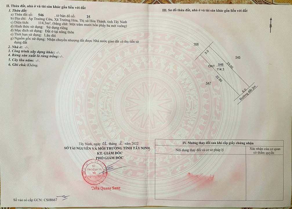 Đất thổ cư 115m² tại Trường Hòa, Hòa Thành, Tây Ninh - Giá chỉ 350 triệu!