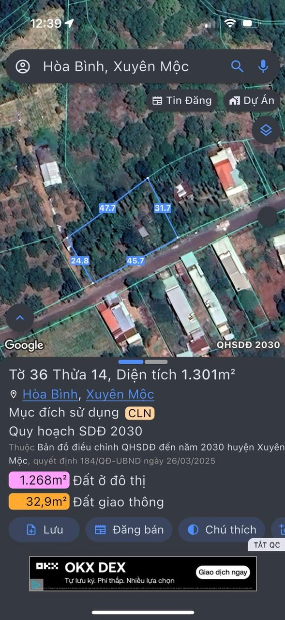 Đất nền Huyện Xuyên Mộc 45,7m² giá 3,93 tỷ - Cơ hội đầu tư tốt!