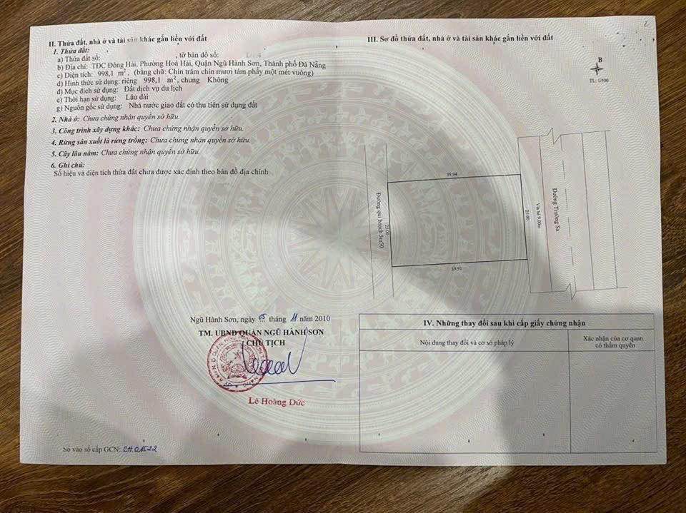 Đất Thương mại dịch vụ Trường Sa, Ngũ Hành Sơn, Đà Nẵng 998m² giá 58 tỷ - Cơ hội đầu tư cao tầng!