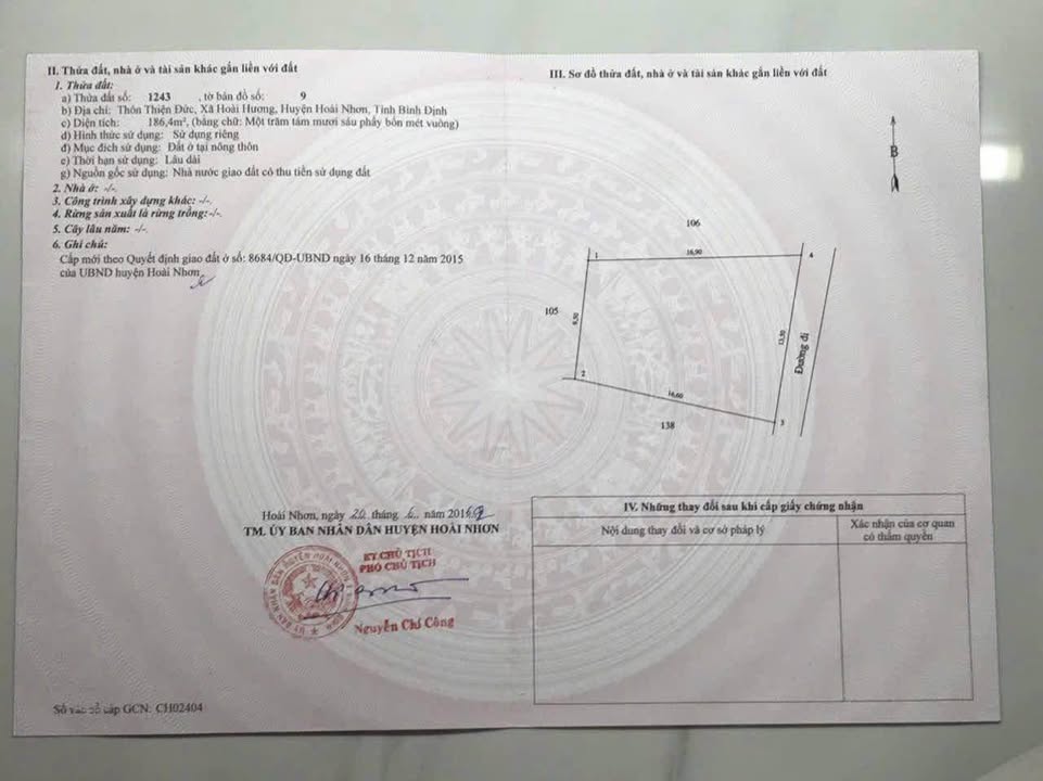 Đất thổ cư Hoài Phú 186m² giá chỉ 400 triệu - Đầu tư sinh lời!