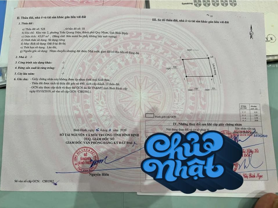 Đất nền Phường Bình Định 43m² giá 800 triệu - Cơ hội đầu tư tuyệt vời!