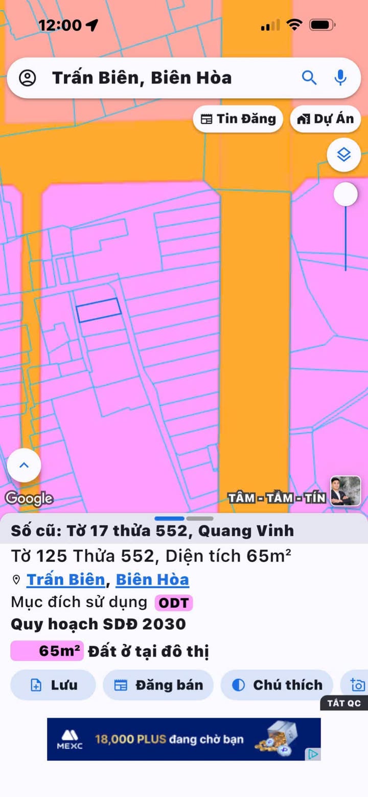 Đất nền hẻm 3 gác phường Trấn Biên 65m² giá 1.9 tỷ - Sổ hồng riêng chính chủ