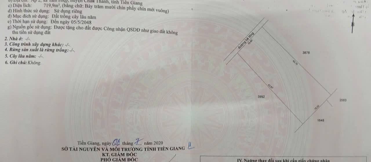 Đất vườn 719m² xã Long Hòa, giá chỉ 900 triệu - Đầu tư lý tưởng!