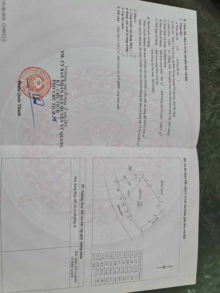 Đất nền chính chủ Huyện Đức Thọ 2500m² giá 1 tỷ - Pháp lý rõ ràng