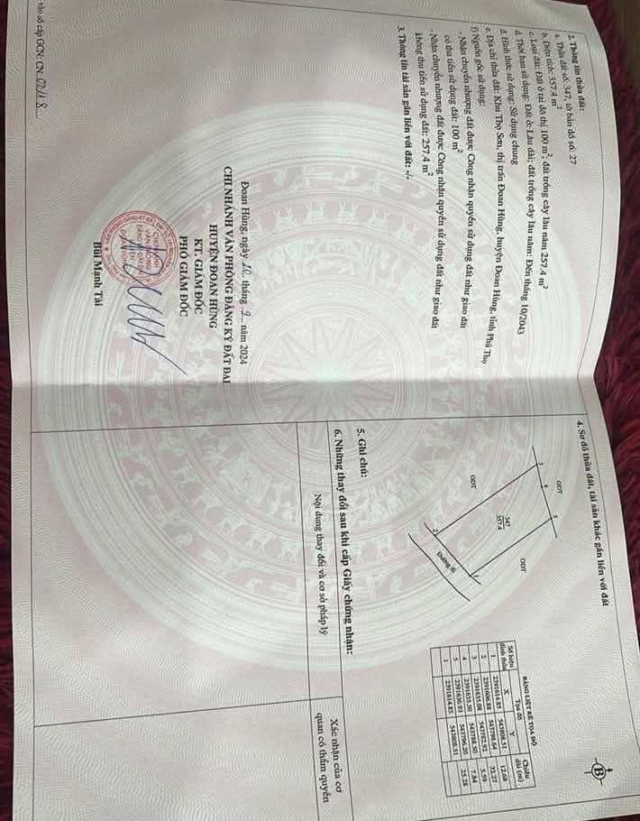 Đất nền chính chủ Đoan Hùng 435m² giá thỏa thuận - Đất vuông vắn, xây nhà vườn lý tưởng!