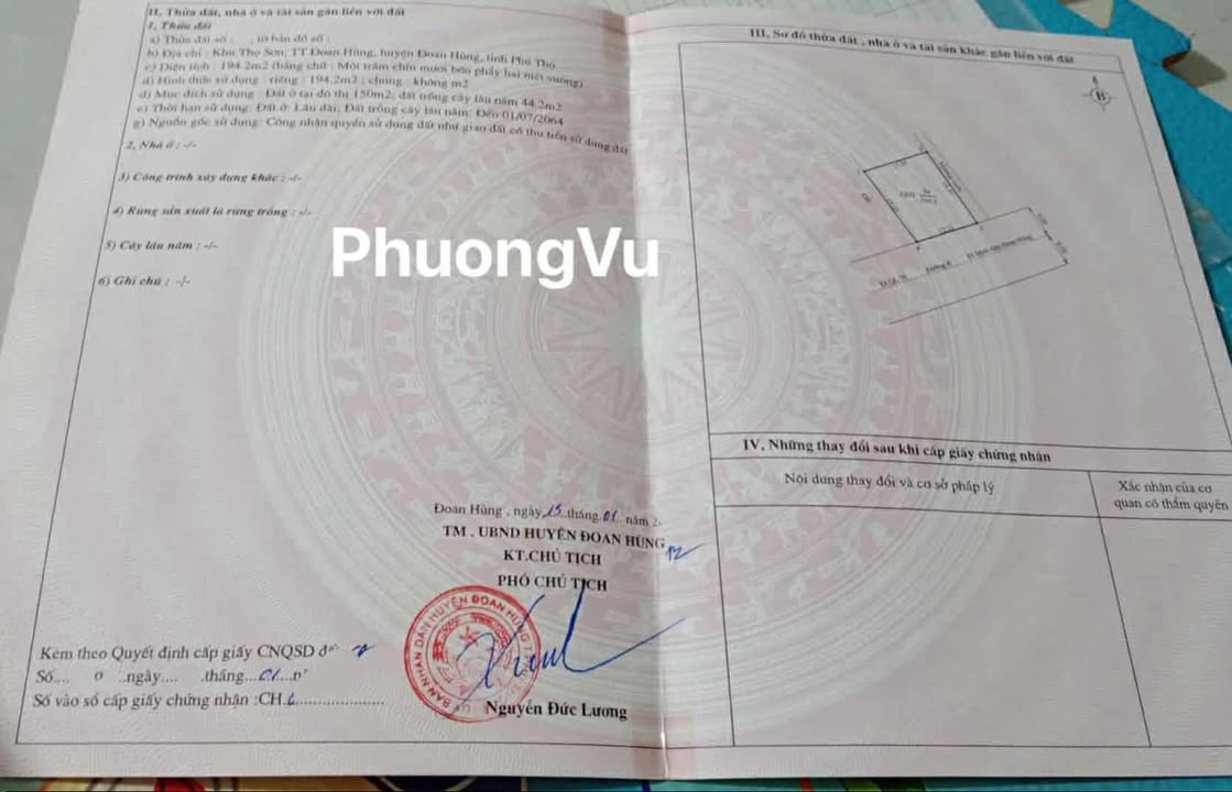 Đất thổ cư Thị trấn Đoan Hùng 194m² giá thỏa thuận - Vị trí kinh doanh lý tưởng!