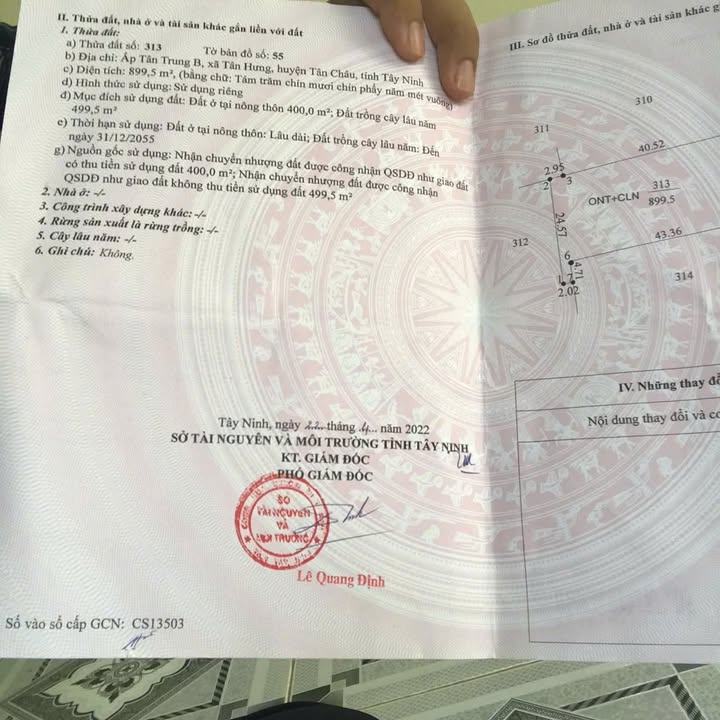 Đất thổ cư Tân Hưng, Tân Châu 960m² giá 82.8 tỷ - Vị trí đắc địa, tiềm năng phát triển!