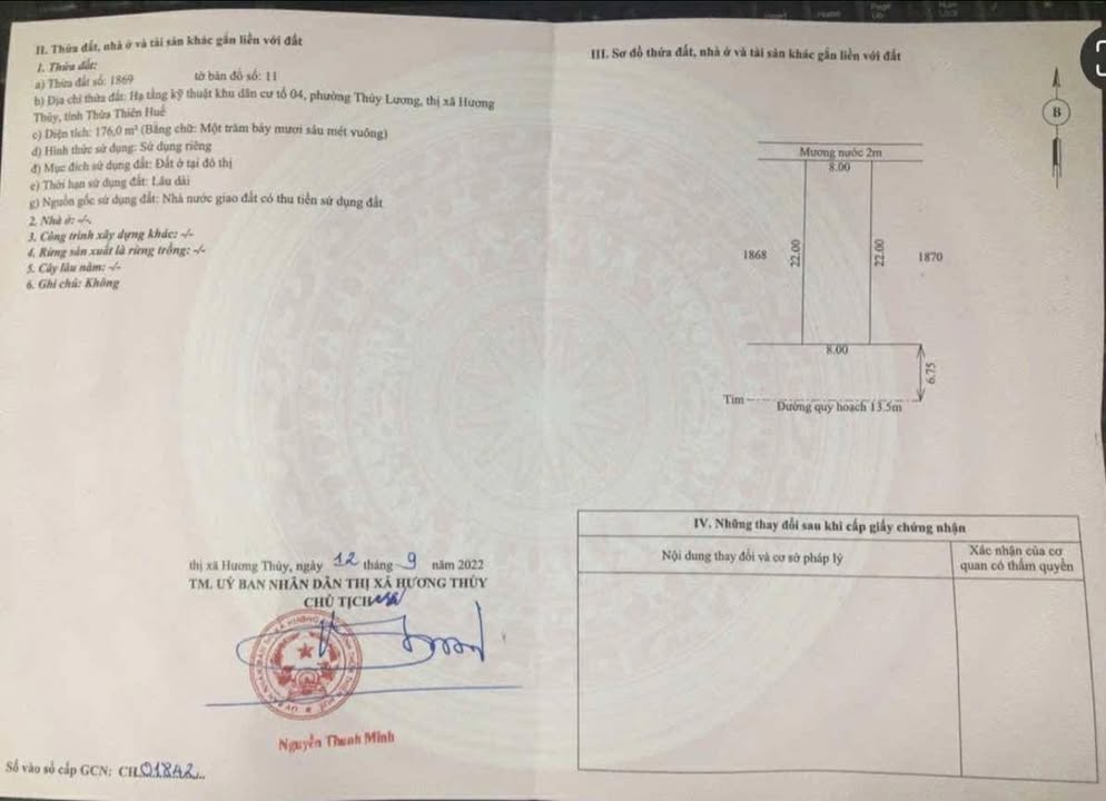 Đất nền KQH Thủy Lương 176m² giá chỉ 1.4 tỷ - Cơ hội đầu tư tuyệt vời!