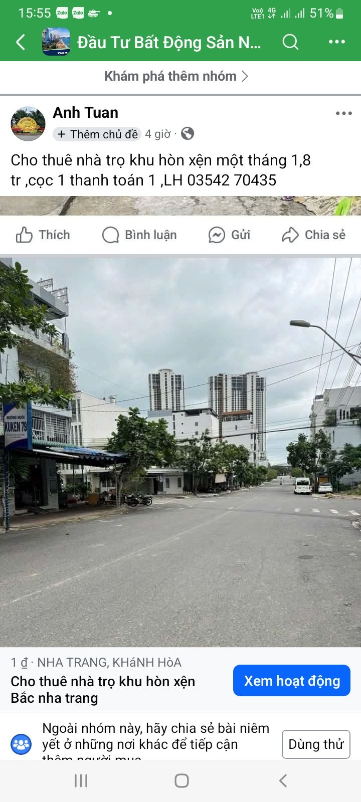 Phòng trọ cho thuê tại Vĩnh Hòa, Nha Trang - Giá chỉ 1.8 triệu/tháng