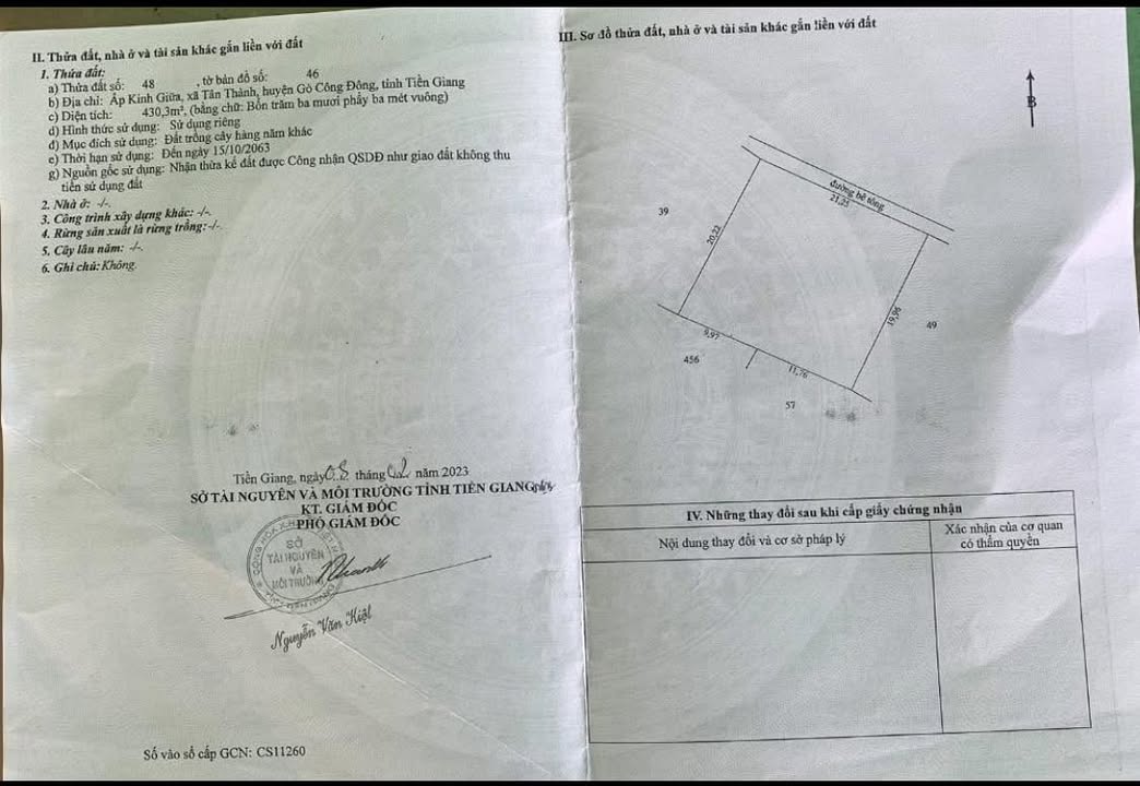 Đất nền Ấp Kinh Giữa, Xã Tân Thành 430m² giá 900 triệu - Cơ hội đầu tư hấp dẫn!