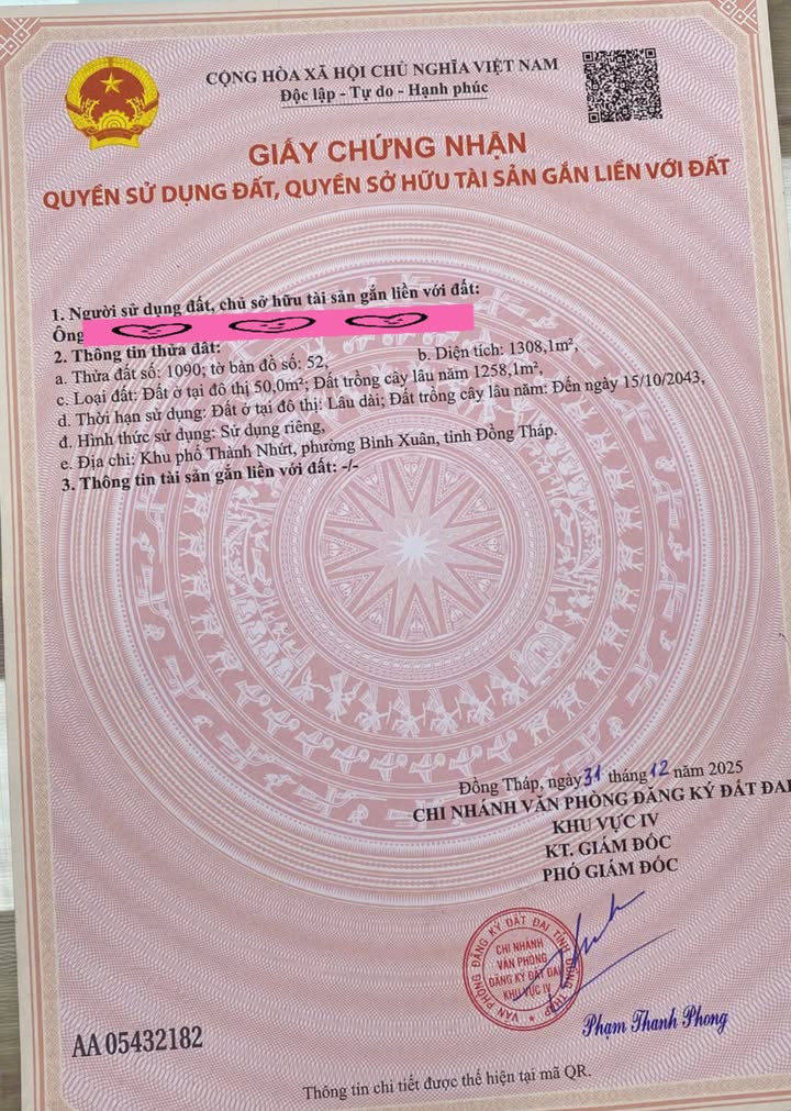 Đất nền giá rẻ mặt tiền Nhựa 4m Bà Đề - 1.308m² chỉ 900 triệu