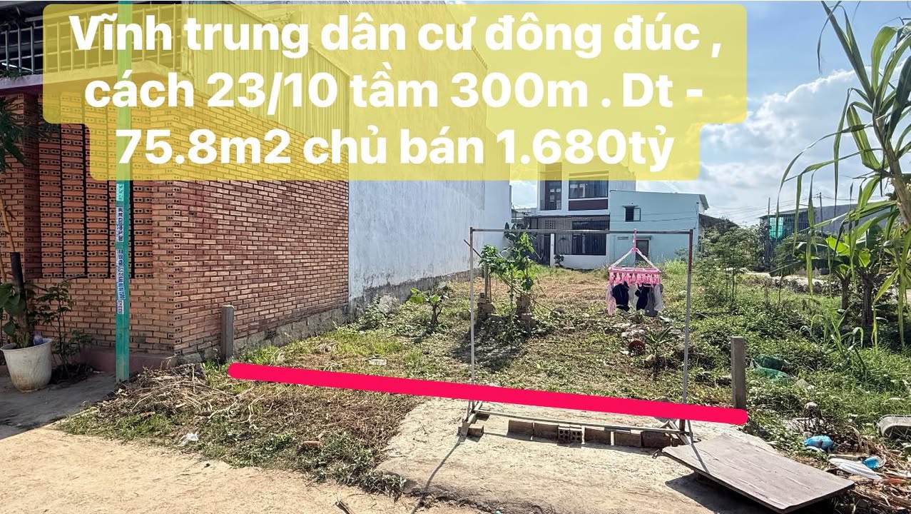 Đất nền Vĩnh Trung, Nha Trang 75.8m² giá 1.68 tỷ - Đầu tư sinh lời ngay!