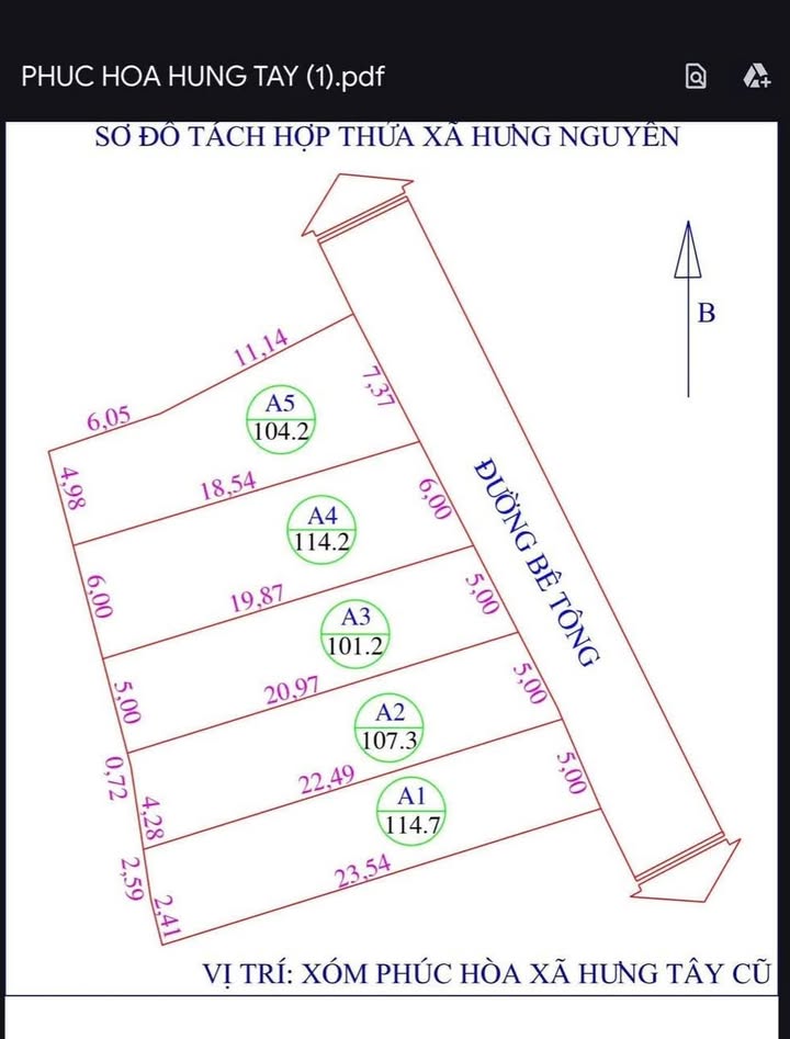Đất nền Xóm Phúc Hòa, Hưng Tây 115m² giá 3.4 tỷ - Đầu tư sinh lời ngay!