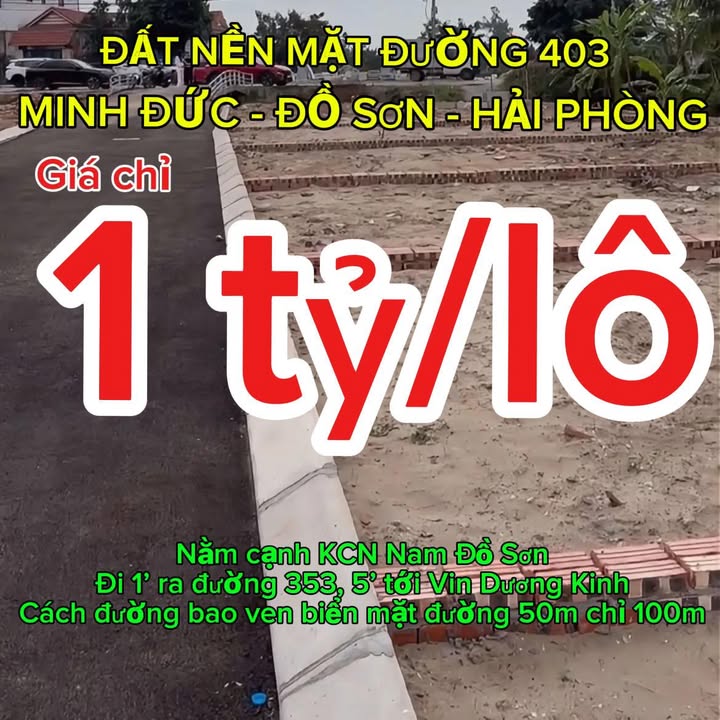 Đất KCN Nam Đồ Sơn Minh Đức 50m² giá 1 tỷ - Cơ hội đầu tư hiếm có!