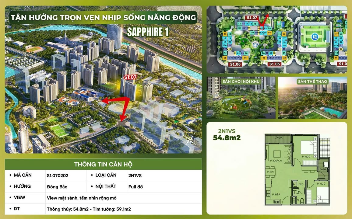 Căn hộ Vinhomes Ocean Park Gia Lâm 55m² giá 3.7 tỷ - Sổ đỏ chính chủ, nội thất đầy đủ!