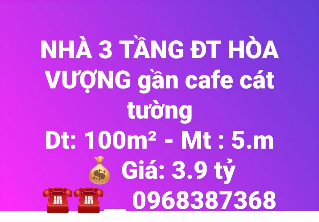 Nhà 3 tầng Phường Lộc Vượng 100m² giá 3.9 tỷ - Vị trí đắc địa gần Cafe Cát Tường!