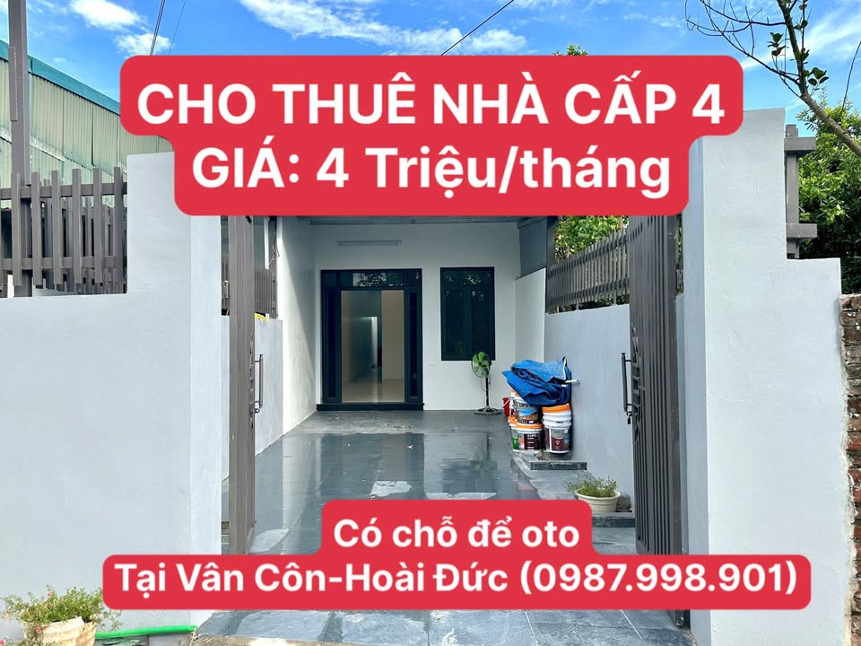 Nhà cấp 4 tại Vân Côn, Hoài Đức 110m² chỉ 4 triệu - Nhà mới đẹp tuyệt vời!