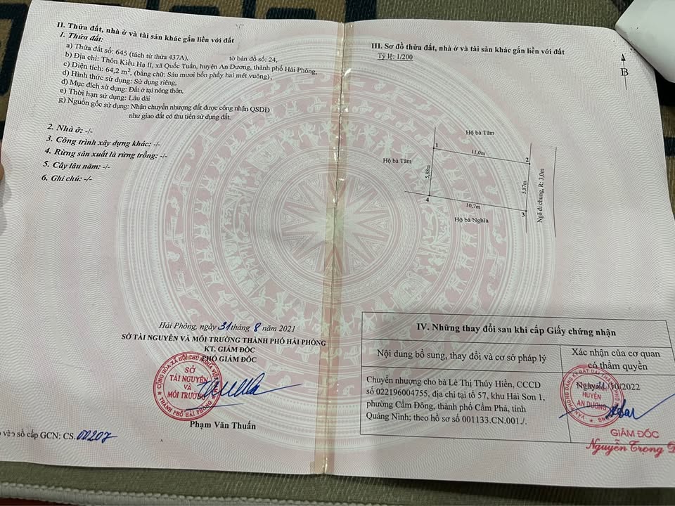 Đất nền Xã Quốc Tuấn, Huyện An Lão 64m² giá 800 triệu - Chính chủ bán gấp!