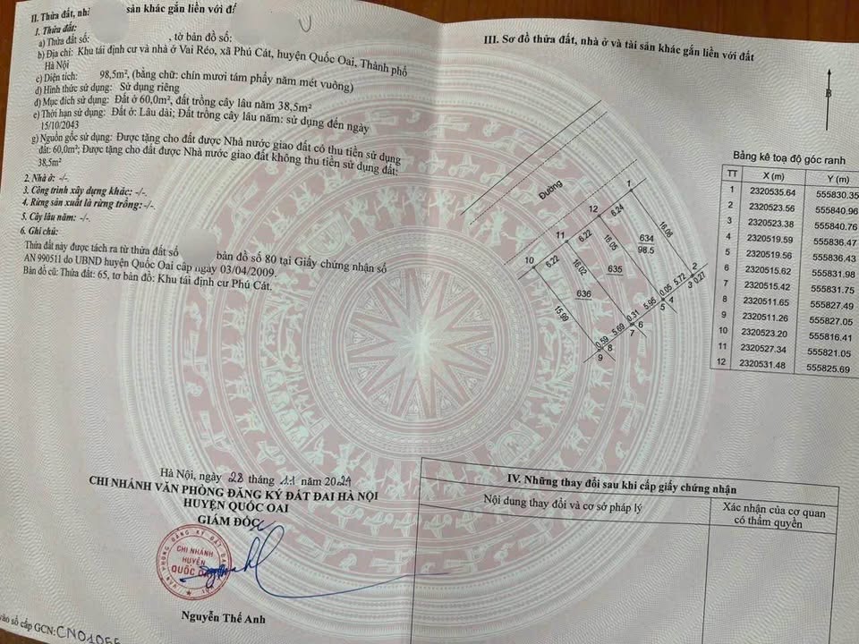 Đất nền Xã Phú Cát, Huyện Quốc Oai 98m² - Cơ hội đầu tư tuyệt vời!