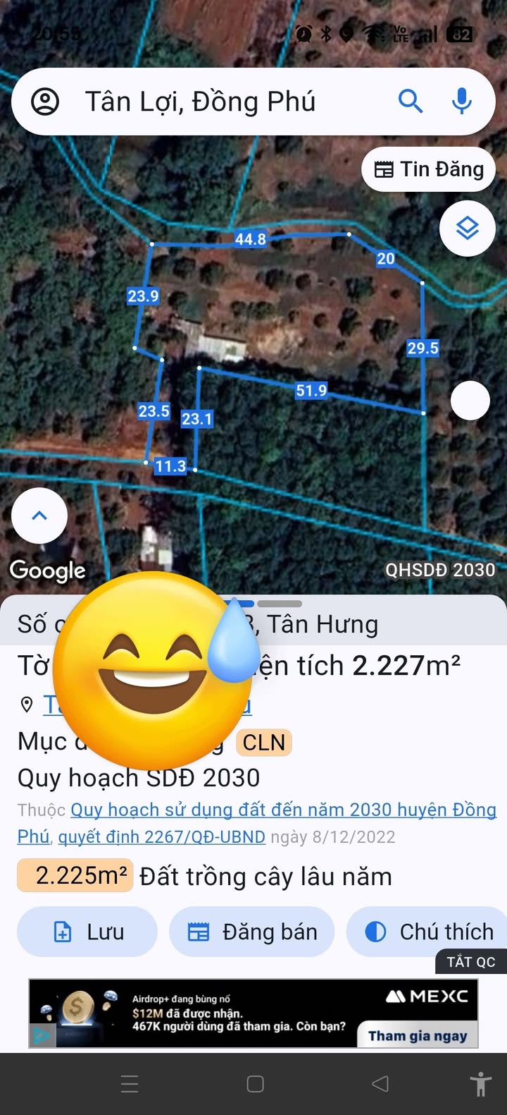 Đất Farm 720m² tại Tân Hưng, Đồng Phú - Giá chỉ 1 tỷ, có nhà và suối!