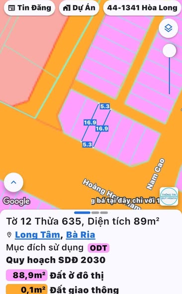 Đất nền Bà Rịa 90m² giá 3.6 tỷ - Sổ hồng chính chủ, mặt tiền đường rộng 36m!