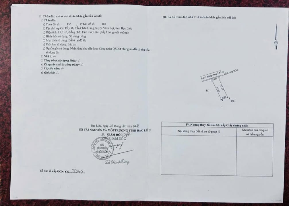 Đất nền 85m² tại Ấp Cái Dầy, Bạc Liêu - Gần trường THCS Nguyễn Minh Nhật, giá cực sốc!