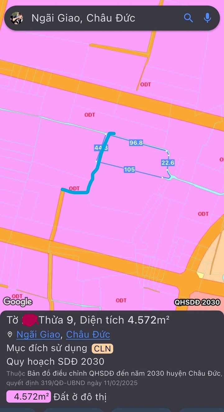 Đất nền Thị trấn Ngãi Giao, Huyện Châu Đức, 96m² giá 4.8 tỷ - Pháp lý rõ ràng!