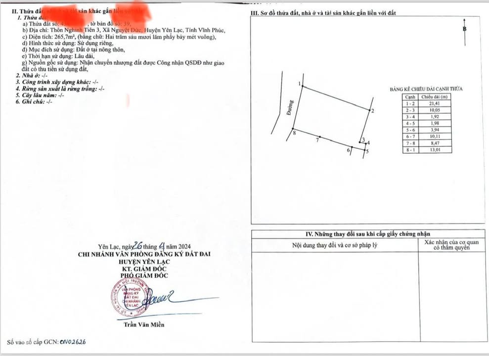 Đất nền Nguyệt Đức Yên Lạc 266m² giá 2 tỷ - Nhanh tay sở hữu!