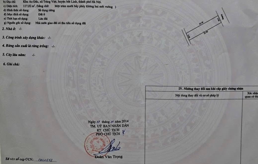 Đất nền Thôn Tráng Việt, Xã Mê Linh 117m² giá 700 triệu - Đầu tư sinh lời ngay!