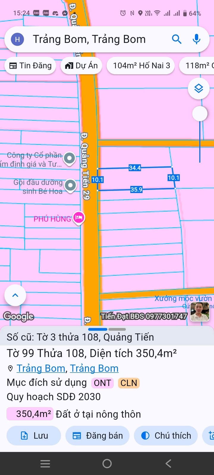 Đất thổ cư 353m² Xã Quảng Tiến, Trảng Bom giá 2.9 tỷ - Cơ hội vàng cho nhà đầu tư!