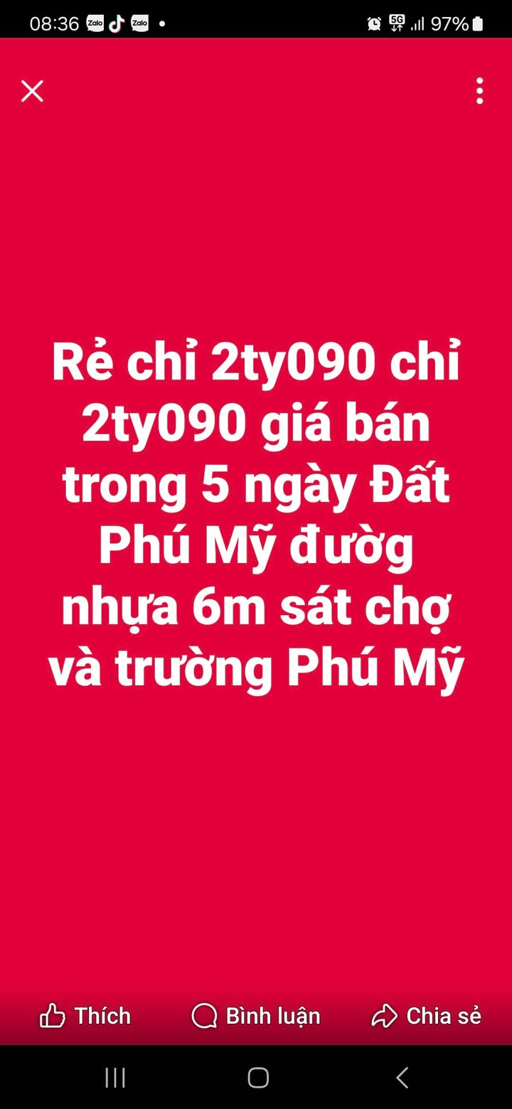 Đất Phú Mỹ 120m² giá 2.09 tỷ - Cơ hội đầu tư tuyệt vời!