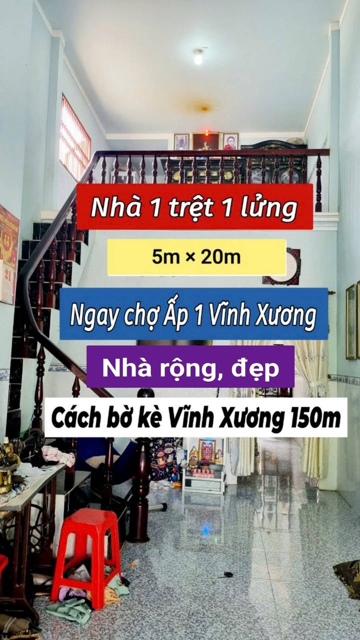 Nhà mặt tiền chợ ấp 1, Vĩnh Xương, 75m² giá 1.55 tỷ - Kinh doanh ngay!