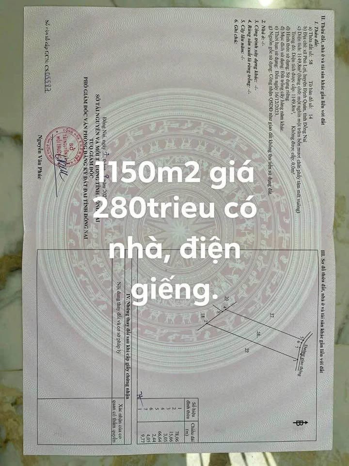 Đất thổ cư Huyện Tân Phú 1150m² giá 280 triệu - Sổ hồng chính chủ