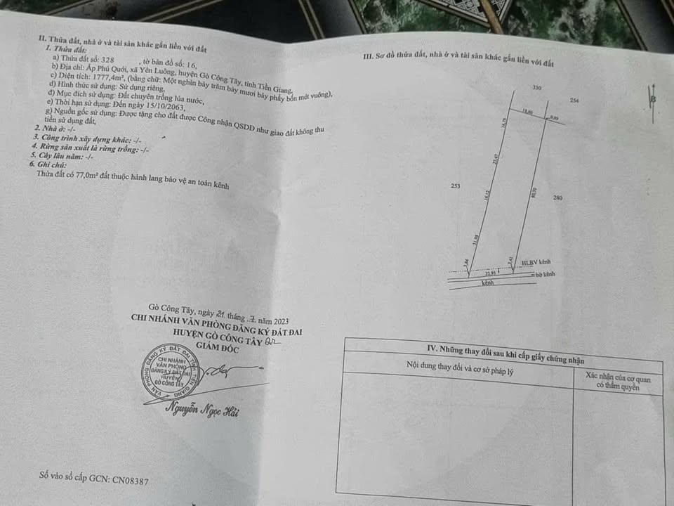 Đất nền 1800m² tại ấp Phú Quới, Gò Công Tây - Giá chỉ 900 triệu đồng!