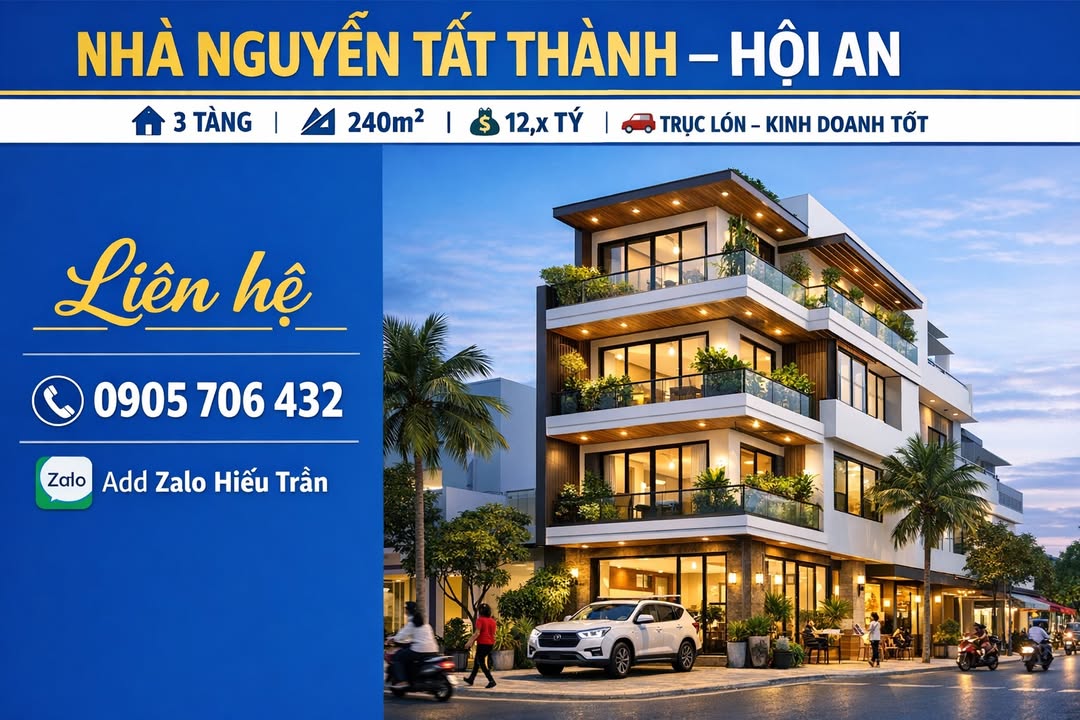 Nhà FrontHouse Nguyễn Tất Thành, Hội An 240m² giá 12 tỷ - Kinh doanh tuyệt vời!