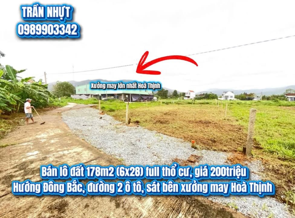 Đất nền khu công nghiệp Hòa Thịnh 178m² giá 200 triệu - Đầu tư sinh lời ngay!