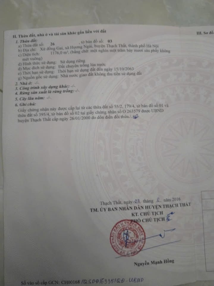 Đất nông nghiệp tại Huyện Thạch Thất 360m² giá 100 triệu - Đầu tư sinh lời!