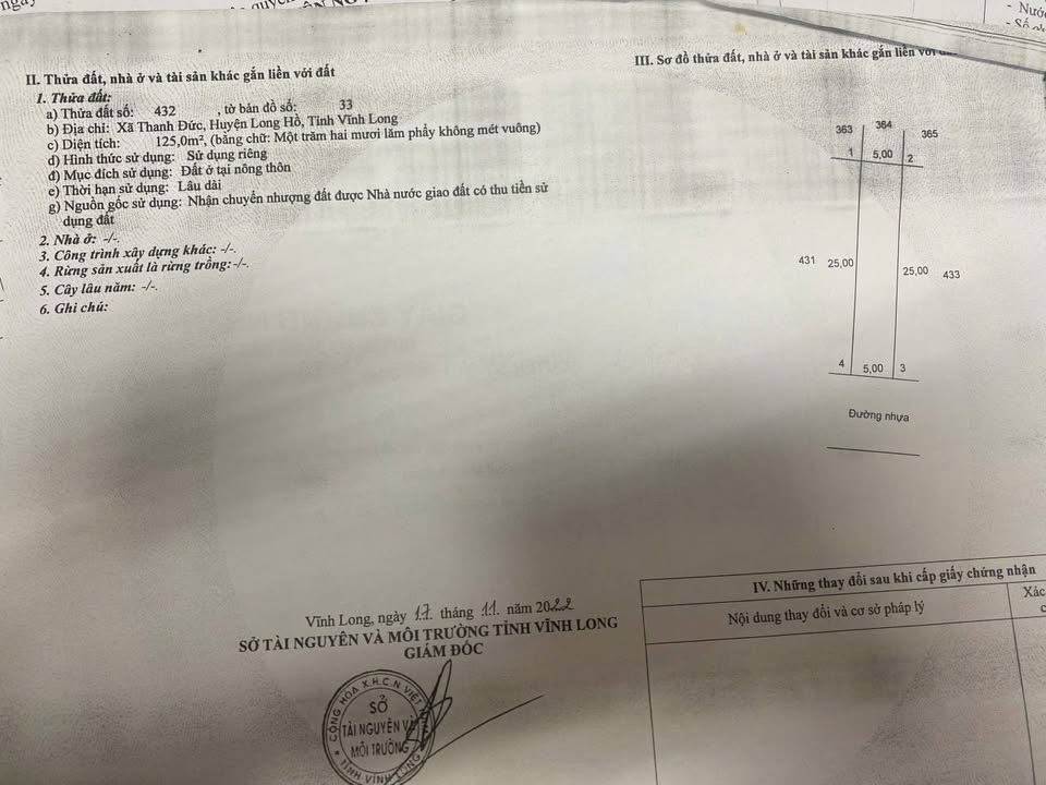 Đất thổ cư Hoàng Hảo Vĩnh Long 125m² giá 1.5 tỷ - Chính chủ bán gấp!