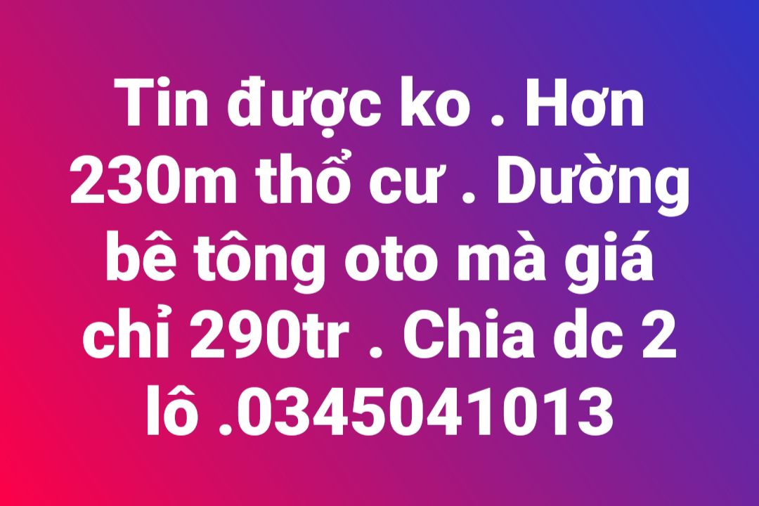 Đất thổ cư Huyện Bắc Bình 230m² giá chỉ 290 triệu - Cơ hội đầu tư tuyệt vời!