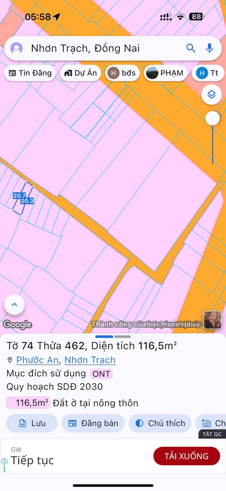 Đất nền Phước An, Nhơn Trạch 116.5m² giá 1.5 tỷ - Đường Hùng Vương ô tô vào thoải mái!