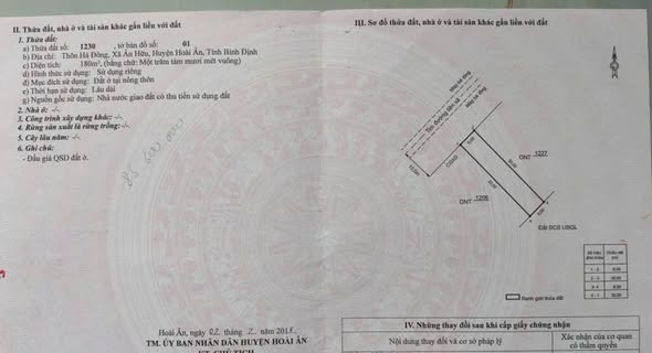 Đất thổ cư xã Ân Hữu, huyện Hoài Ân 180m² giá 599 triệu - Đường nhựa chính liên xã!