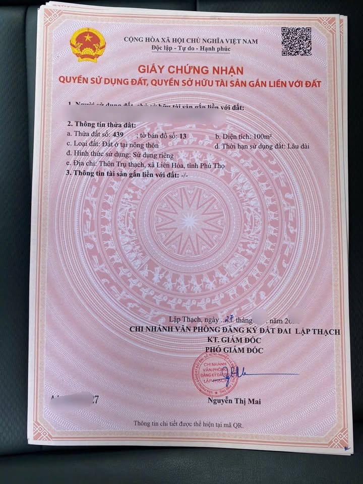 Đất nền đường tỉnh lộ 306, Huyện Lập Thạch, 100m² giá 1.5 tỷ - Đầu tư sinh lời ngay!