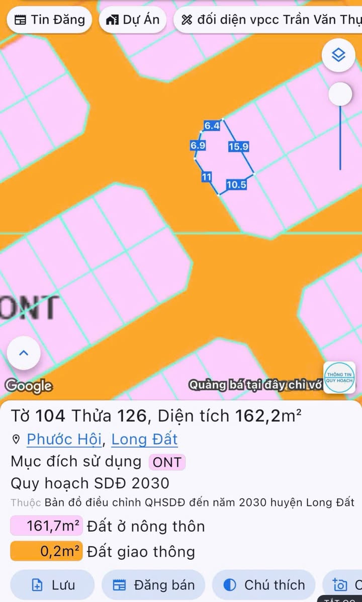 Đất nền Khu Tái Định Cư Lộc An 162m² giá 1.85 tỷ - Sổ hồng chính chủ!