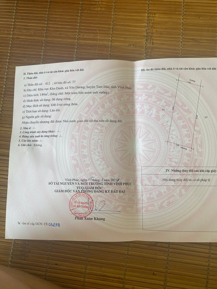 Đất nền Yên Dương Tam Đảo 140m² giá 1.5 tỷ - Đầu tư sinh lời ngay!