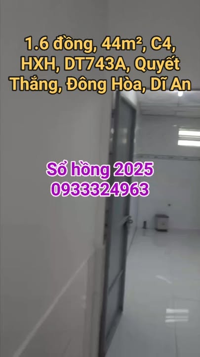 Nhà cấp 4 đẹp tại Dĩ An 44m² giá 1.6 tỷ - Sổ hồng chính chủ