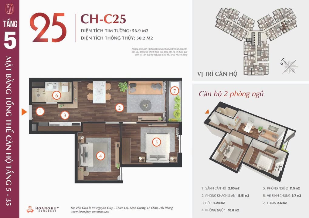 Căn hộ Hoàng Huy Commerce 50m² giá 2.3 tỷ - Full nội thất, sẵn sàng ở ngay!