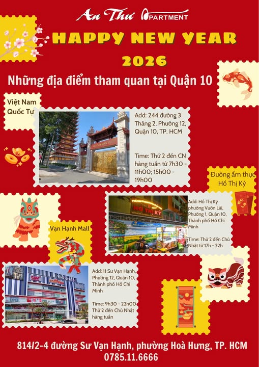 Thuê căn hộ An Thư Apartment, Quận 10 - Vị trí trung tâm, đón Tết trọn vẹn