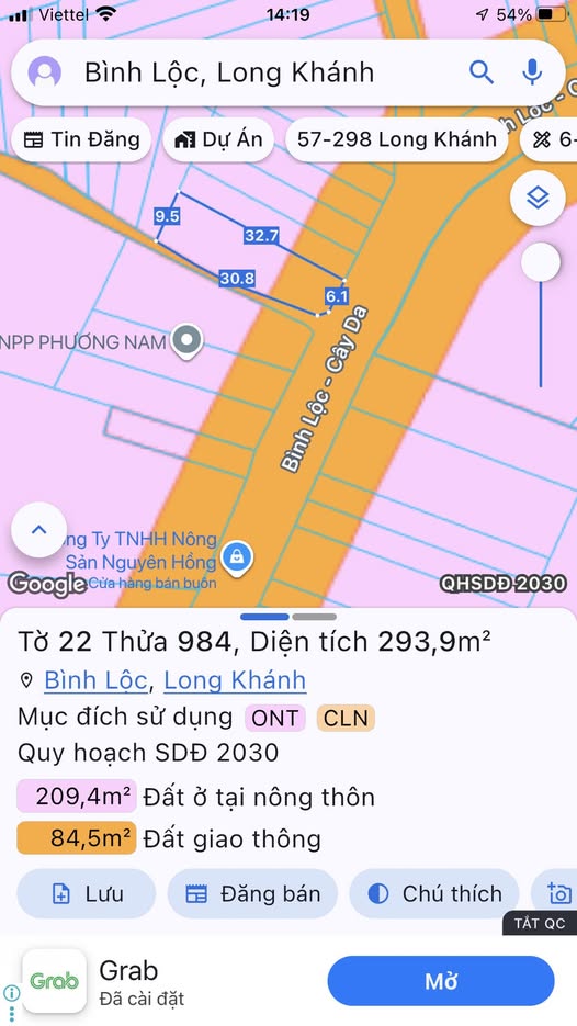 Đất nền 293m² tại phường Bình Lộc, Long Khánh - Giá 2.4 tỷ, vị trí đắc địa!