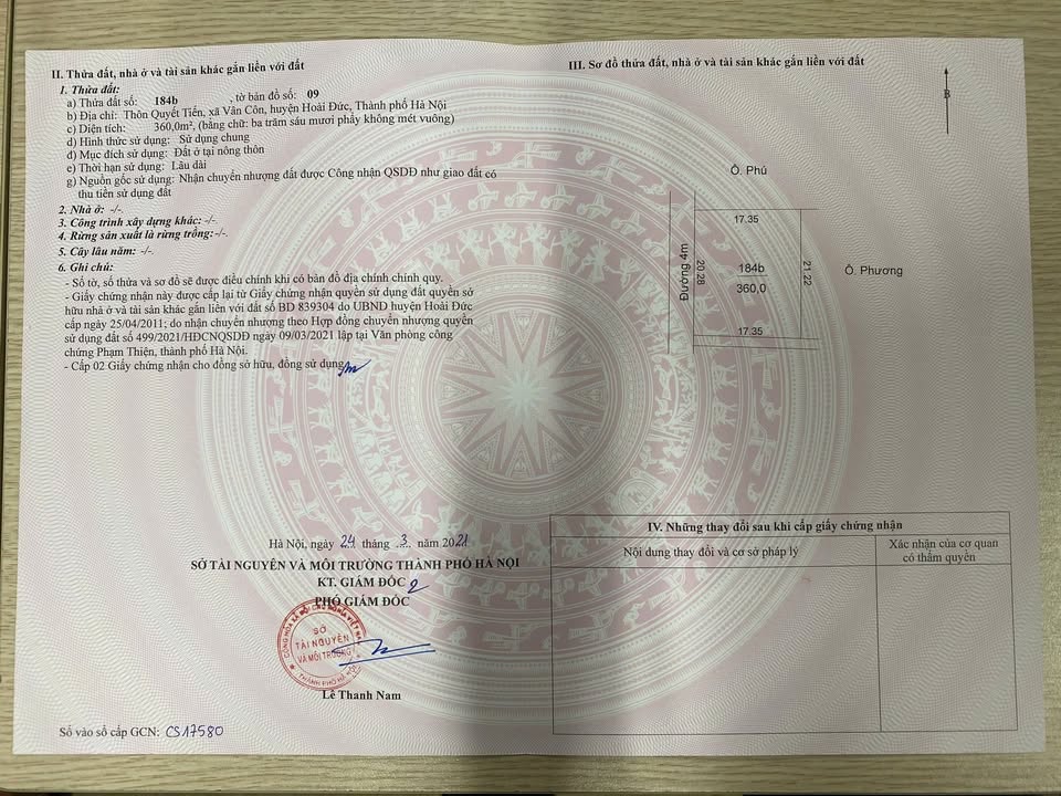 Đất nền Vân Côn 360m² giá 7 tỷ - Đầu tư sinh lời hấp dẫn!